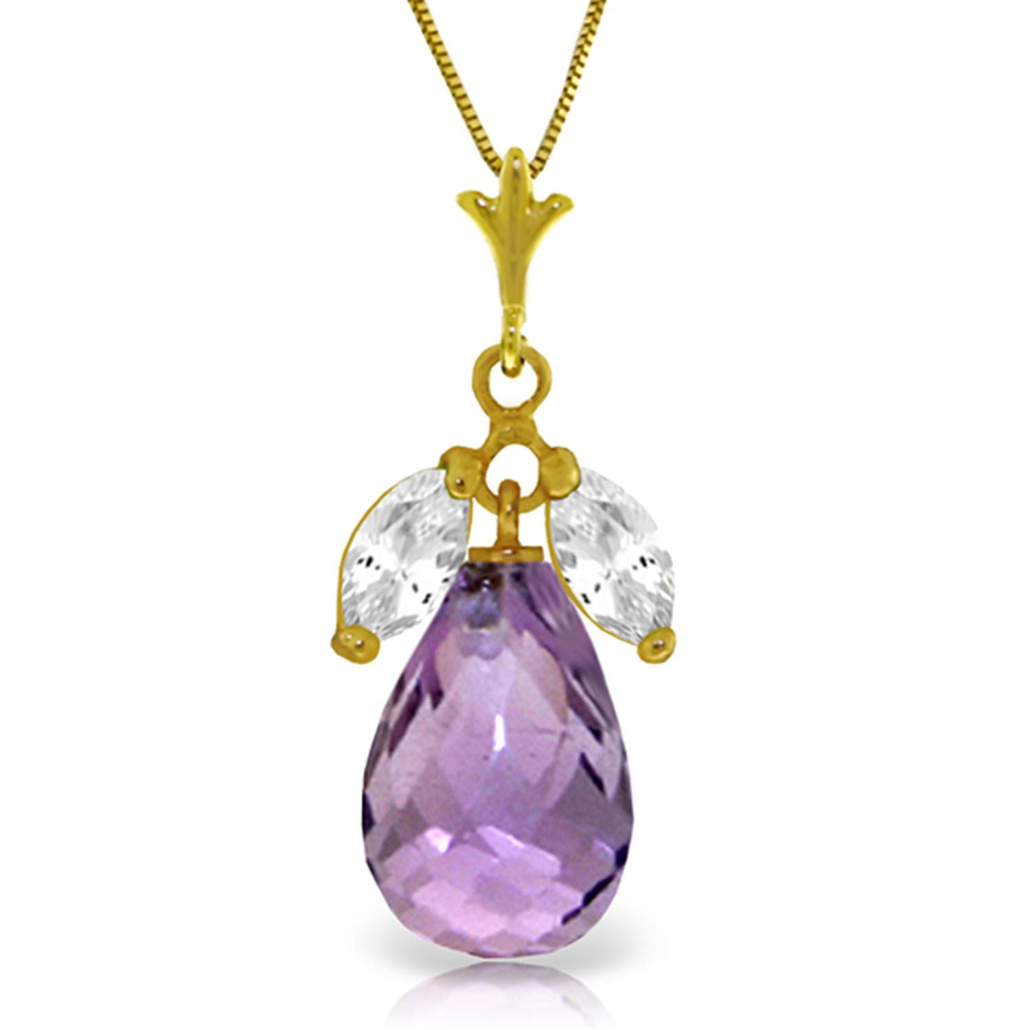 ALARRI 7 Carat 14K Solid Gold Love All Amethyst Necklace with 20 Inch Chain Length