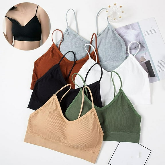 SSKFHGI Padded Bralettes for Women 6 Pcs Sports Bras for Women Pack V Neck Cami B GXK