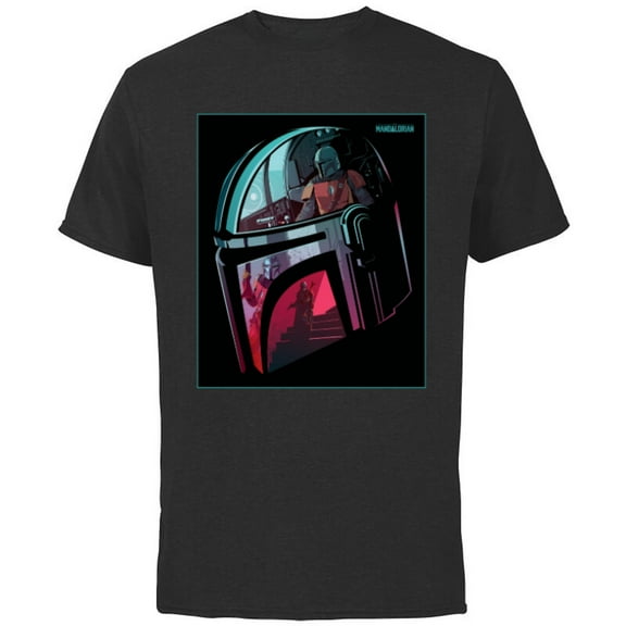 Star Wars The Mandalorian Neon Helmet - Short Sleeve Cotton T-Shirt for Adults - Customized-Black