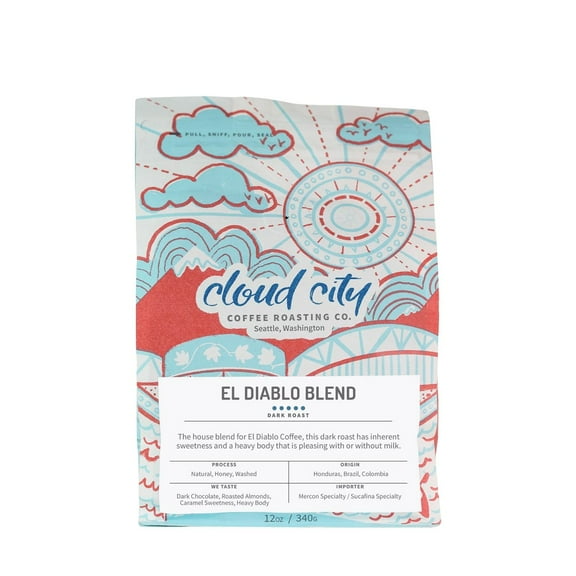 El Diablo Blend - Roasted by Cloud City Coffee - Whole Bean Coffee - 12 Ounce Bag