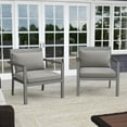thumbnail image 5 of Martha Stewart Set of 2 Indoor-Outdoor Patio Accent Chairs with Gray Brushed Woodgrain Aluminum Finish and Gray All-Weather Seat and Lumbar Cushions, 5 of 11