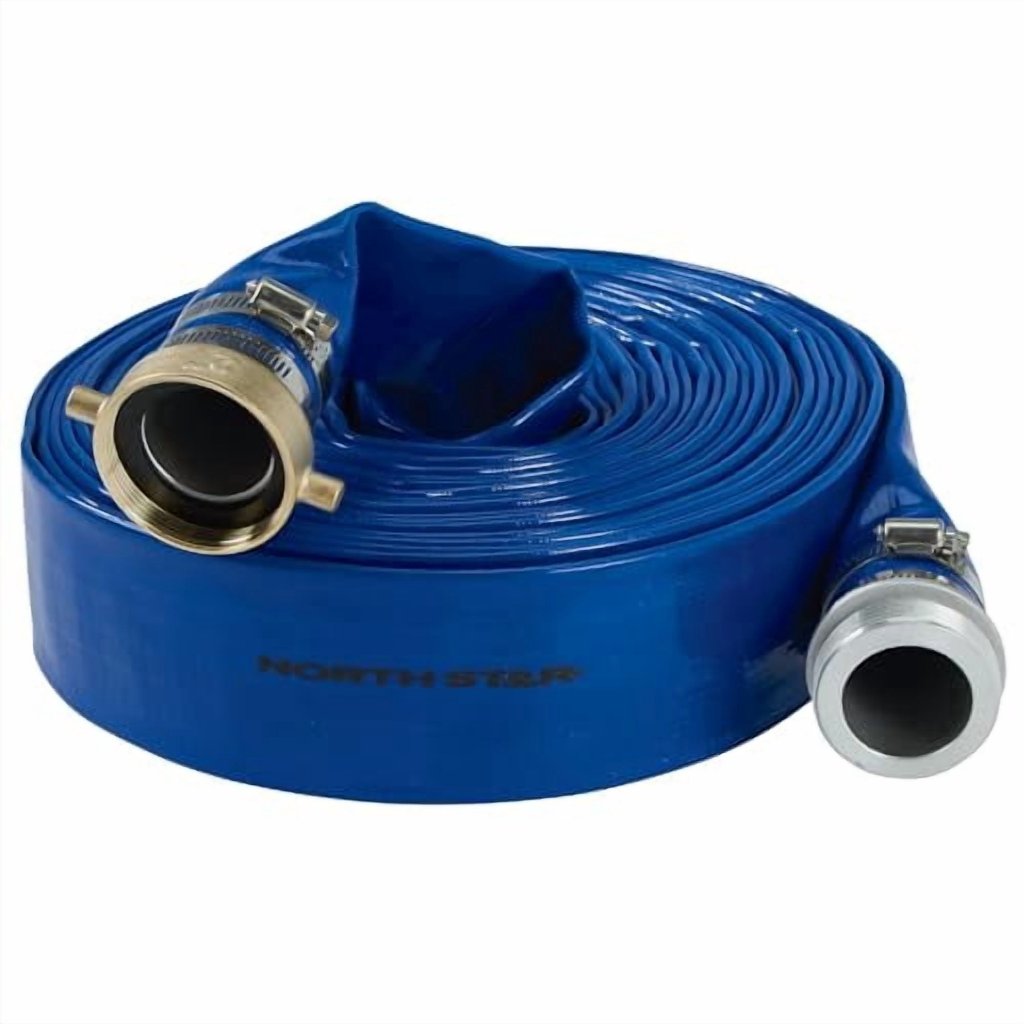 NorthStar Water Pump Discharge Hose, 2in. x 50ft. Max. PSI 80, PVC, Lays Flat, Industrial-Grade Aluminum Couplings