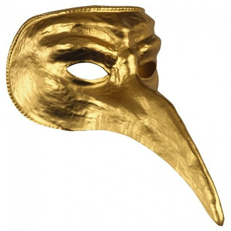 New Halloween Costume Unisex Long Nose Gold Venetian Carnival