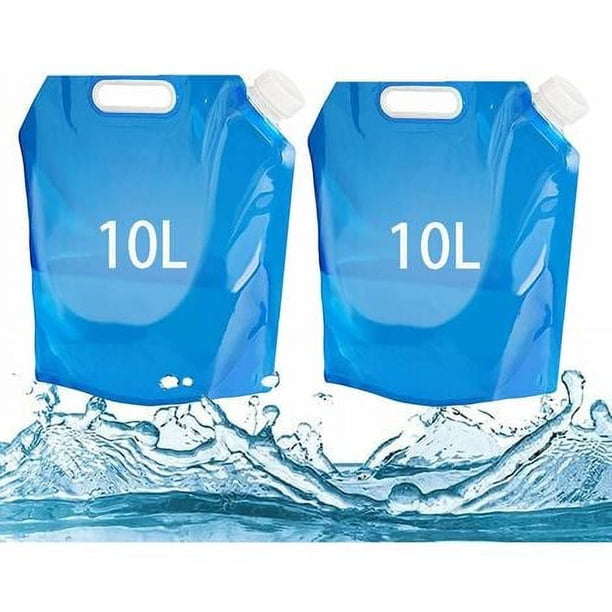 Bolsa de agua plegable de 10 l, 2 unidades, bolsa de agua portátil para botella de agua, bolsa de agua plegable de bolsillo, bolsa de agua plegable para exteriores para acampar, senderismo, picnic,