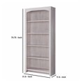 thumbnail image 5 of 70 Inch Curved Top Wooden Bookcase with 5 Shelves, White- Saltoro Sherpi, 5 of 5