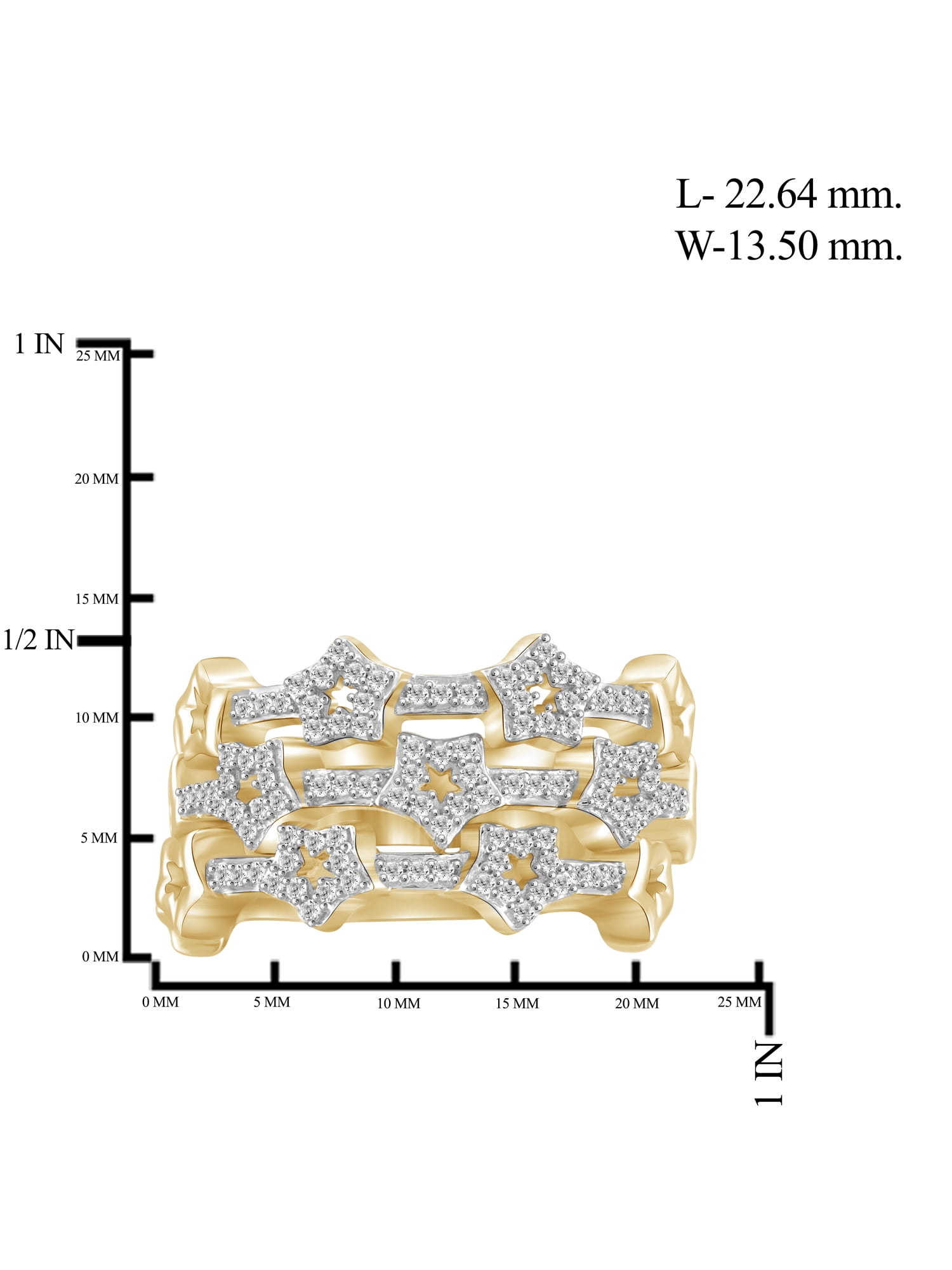 JewelersClub Stackable Diamond Rings for Women – 1/3 Carat White Diamond Ring Jewelry– 14K Gold Plated Silver Stackable Bands for Women –– Stackable Ring Set by JewelersClub