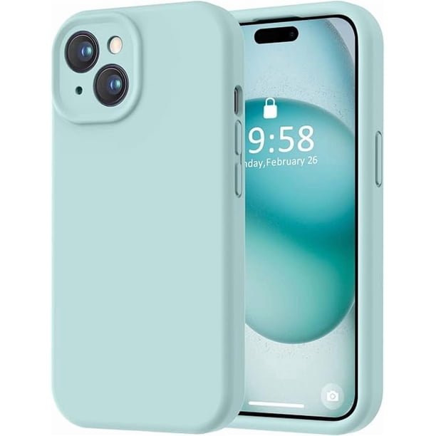 Silicona Suave, Protección Completa de la Cámara, 8 Ft a Prueba de Caídas, Forro Suave - para iPhone 15, Menta