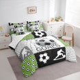 thumbnail image 4 of Homewish Kids Football Sports 7 Pieces Bedding Comforter Set,Soccer Ball Game Full Bedding Set,Patchwork Geometric Plaid Fitted Sheet Flat Sheet For Boys Teens,Ultra Soft Home Decor Reversible, 4 of 9