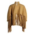 thumbnail image 4 of Haut Court à Franges pour Femmes, Chandail-Over Surdimensionné, Col Montant, Manches Longues, Poncho Western, 4 of 5
