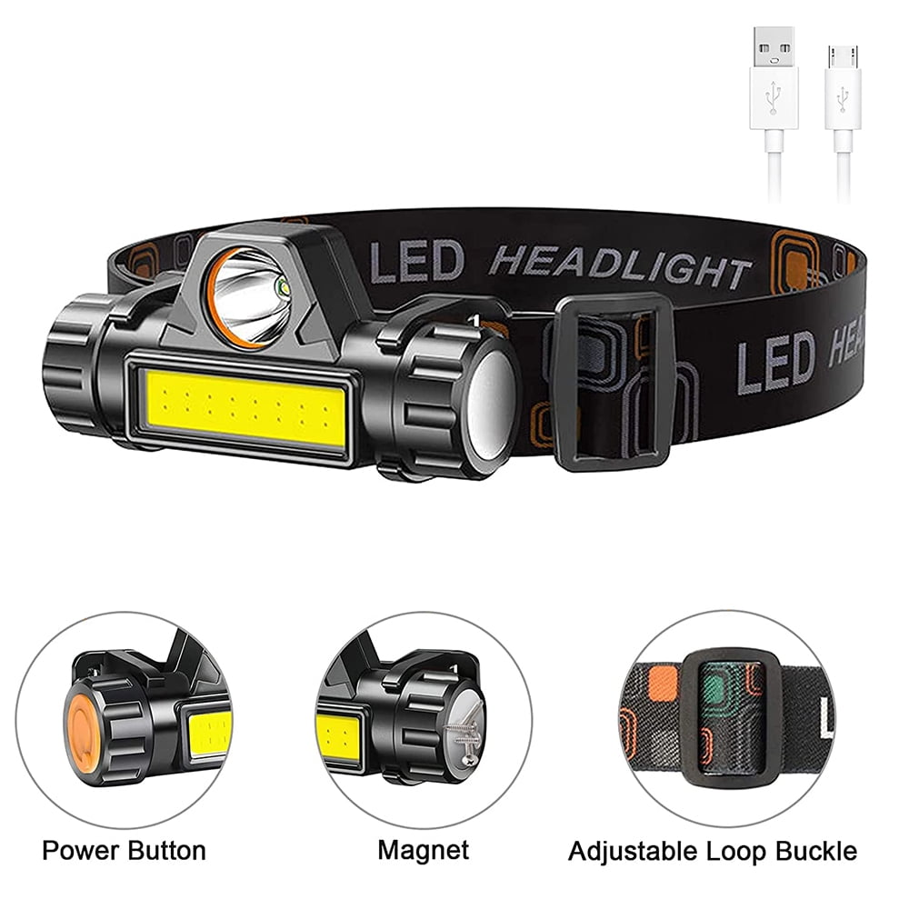 SHWCELL Headlamp Flashlights Rechargeable, 500 Lumens 90 Degree Rotation , 2 Modes Waterproof Headlamp for Outdoors, Running, Camping, Hiking