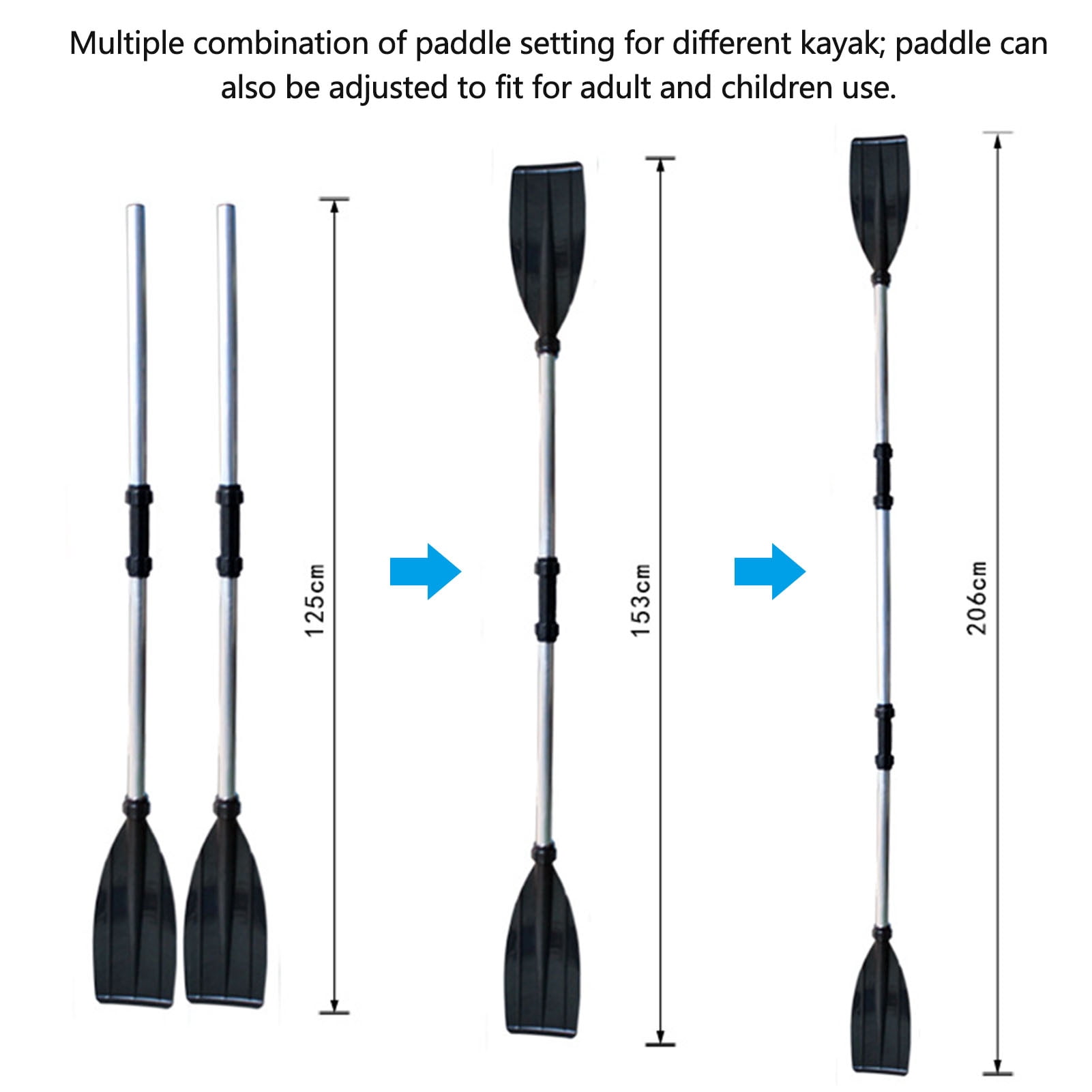 Lot De 2 Pagaies De Bateau Pliables 115 Cm - Jaune/Bleu, Plastique Léger, Pour Canoë, Kayak, Bateau Gonflable Ou Secours