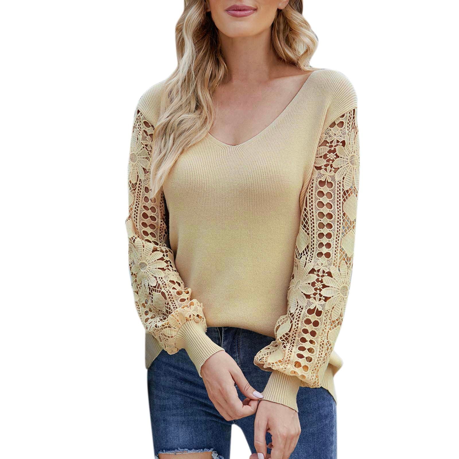 Mens Quilted Sweater Neck Women Casual Solid Lace Long Sleeve Crochet