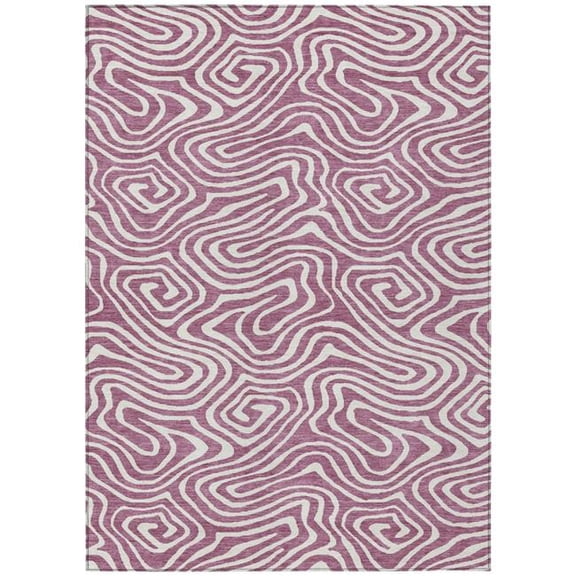 HomeRoots 599008 9 x 12 ft. Plum & Ivory Abstract Washable Indoor & Outdoor Rectangle Area Rug