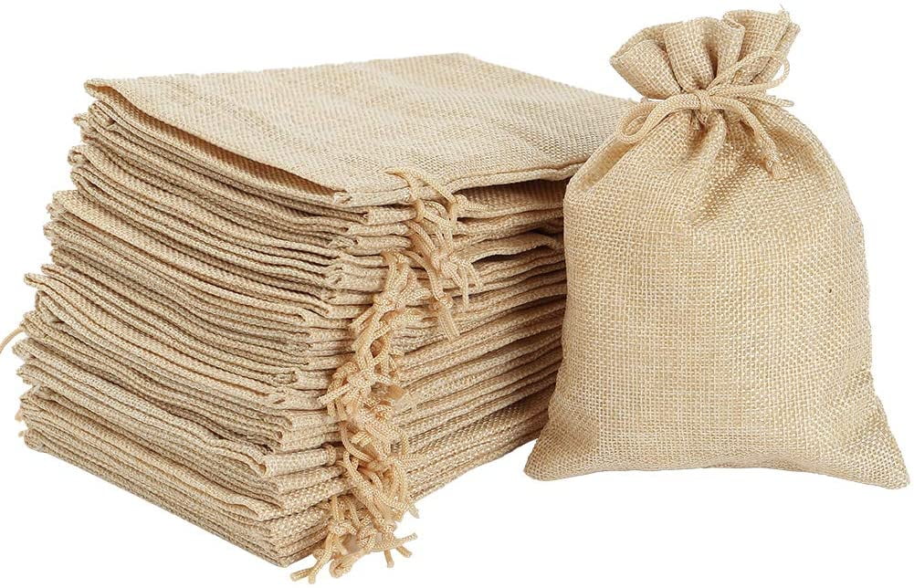 Burlap Bags 25 Packs 5''x7'' Burlap Drawstring Gift Bag Party Favor Pouch Linen Jewelry Pockets for Christmas Thanksgiving Easter Valentine's Day Presents Arts Crafts 5''x7'', Rose Red 