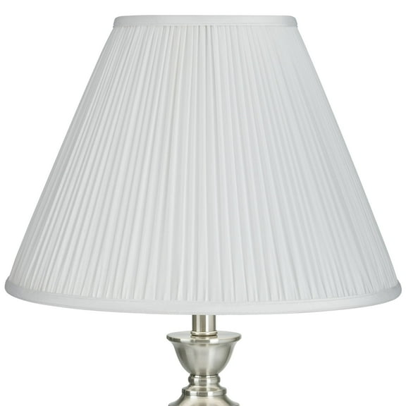 Springcrest White Mushroom Pleated Medium Empire Lamp Shade 7" Top x 16" Bottom x 12" Slant x 11.25" High (Spider) Replacement with Harp and Finial