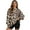 Brown Cow Print, variant on SCRAWLGOD Tie-Dye Pink Violet Womens Sweatshirts Polyester Crewneck Tops Long Sleeve Loose Fit Lightweight Fall Drop Shoulder Casual Pullover with Pockets, S