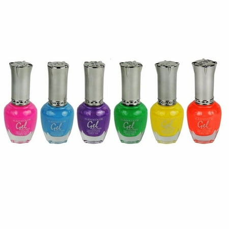 KLEANCOLOR Gel Neon Color 6 Pack Collection Long Lasting Nail Polish