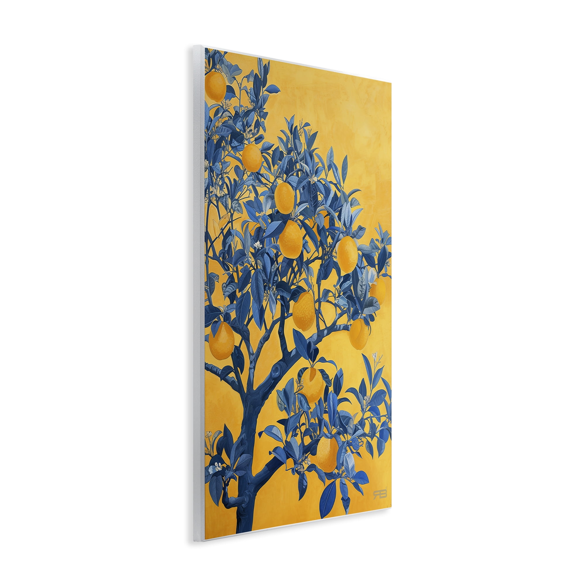 Stupell Industries Lemon Tree on Orange Food & Beverage Painting Unframed Art Print Wall Art, 10 x 15
