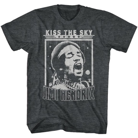 Jimi Hendrix Kiss The Sky Black Heather Adult T-Shirt 4Xl