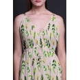 thumbnail image 4 of Bimba Leaves Ladies Printed Resort Maxi DrawstringDressSpaghetti Strap Beach Wear-Medium, 4 of 4