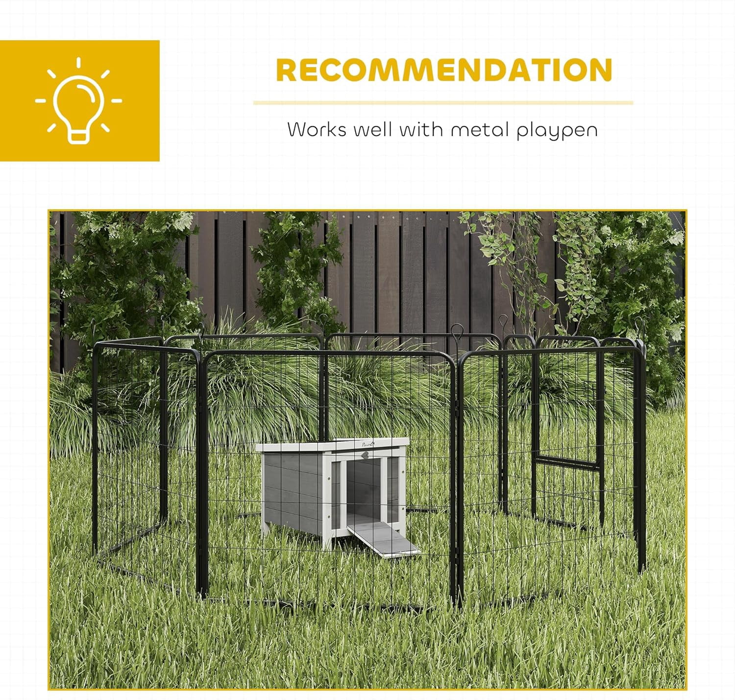 WSWJY Small Wooden Rabbit Hutch Bunny Cage Guinea Pig Cage Duck House Dog House with Openable & Waterproof Roof, for Rabbits, Chickens, Ducks, Gray
