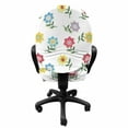 thumbnail image 3 of Floral Office Chair Slipcover, Abstract Illustration of Pointy Petals Leaves Repetitive Spring Elements Pattern, Protective Stretch Decorative Fabric Cover, Standard Size, Multicolor, by Ambesonne, 3 of 5