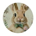 thumbnail image 4 of WYYP Rabbit Flowers Butterflies Round Tablecloth Waterproof Resistant Fabric 100% Polyester Fiber with Elastic Edge White, 4 of 8