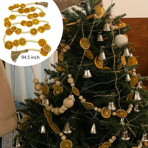 KOYPTL Fall Decor - Christmas Decorations - 7.9ft Dried Orange Slice Fall Christmas Garland - Farmhouse Holiday Decor for Table Centerpieces, Home Door Indoor Xmas Tree Party Mantle Porch Decoration