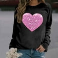 thumbnail image 2 of Sweatshirt for Women Long Sleeved Crew Neck Heat Printed Pullover Tops Solid Color Casual Cozy Soft Winter Fall Women's Sweatshirts Black S, 2 of 5