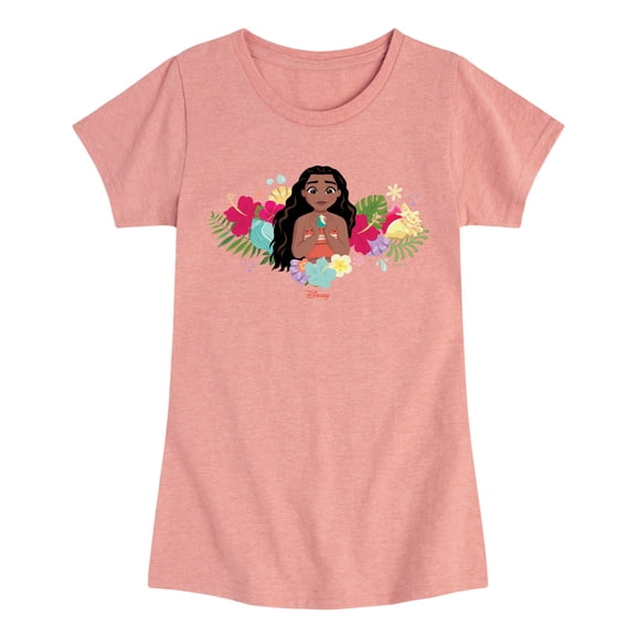 Moana - Floral - Youth Girls Fitted Short Sleeve T-Shirt