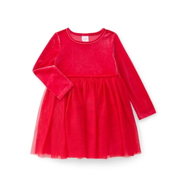 Wonder Nation Toddler Girls' Velour Tutu Dress with Long Sleeves, Sizes 12M- 5T