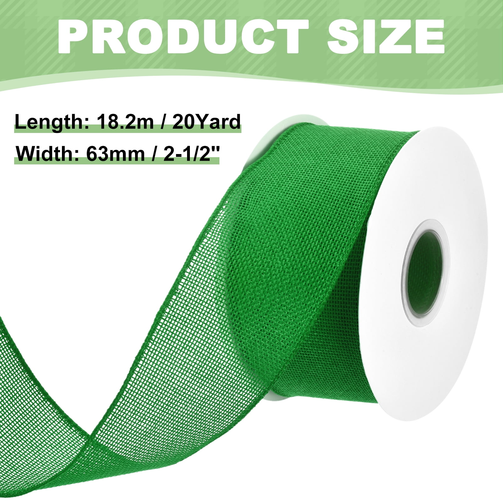 Uxcell Burlap Wired Ribbon, (2-1/2 Inch, 20 Yard, Forest Green), Wired Edge Ribbon