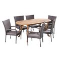 thumbnail image 7 of Coraline Outdoor 7 Piece Acacia Wood and Wicker Dining Set, Teak, Multi Brown, 7 of 7