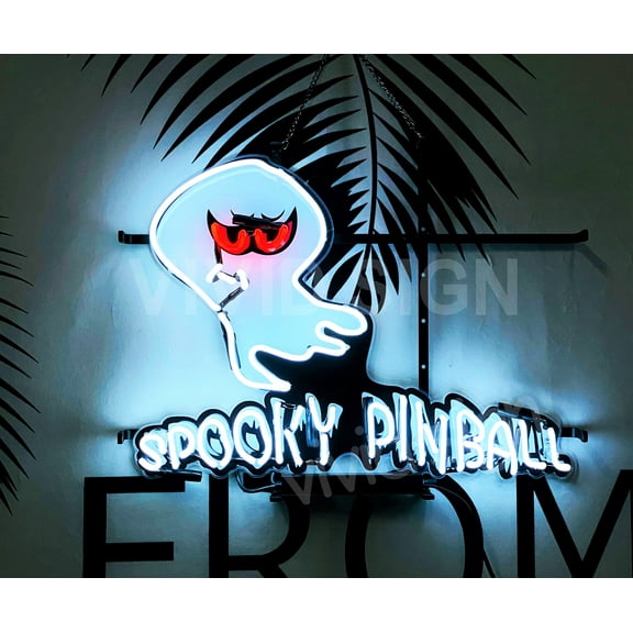 Queen Sense 20"x16" Game Room Pinball Of Spooky Neon Sign HD Vivid Printing Handmade Artwork Neon Light 120PBOSVVD