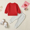 thumbnail image 6 of Gerichy Baby Toddler Boys Fall Clothing Set Valentines Day Outfit Round Neck Sweatshirt with Side Pocket Pants,Watermelon Red, 6 of 7