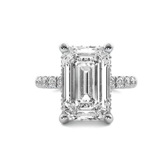 Emerald Cut Diamond Engagement Ring, Hidden Halo Diamond Ring, Solitaire With Accents Diamond Ring, Proposal Ring, 2.4 Ct Simulated Diamond, 925 Sterling Silver, Gift Ring For Her