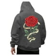 thumbnail image 3 of CONFREE Mens Hoodie Rose Prints Hoodies For Men Graphic Long Sleeve Casual Pullover Hooded Sweatshirts With Pockets, 3 of 8