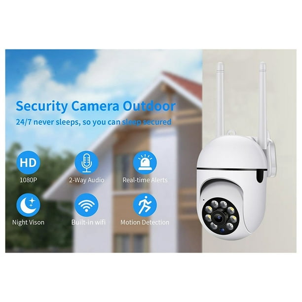 4X CáMaras de Seguridad para Exteriores, CáMaras WiFi de 2,4 GHz para Seguridad en el Hogar, CáMaras de Vigilancia 1080P Vista de 360°, Audio Bidireccional