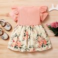 thumbnail image 3 of Odeerbi Girls Dress Baby Girls Clothes Toddler Short Sleeve Ruffles Floral Printed Princess Dress Pink, 3 of 8