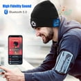 thumbnail image 2 of Unisex Bluetooth Beanie Hat with Light and Gloves, Upgraded 5 LED Knitted Cap with Headphone and Built-in Stereo Speakers & Mic, Headlamp for Running Hiking, Christmas Gift for Men Women Dad (Black), 2 of 7