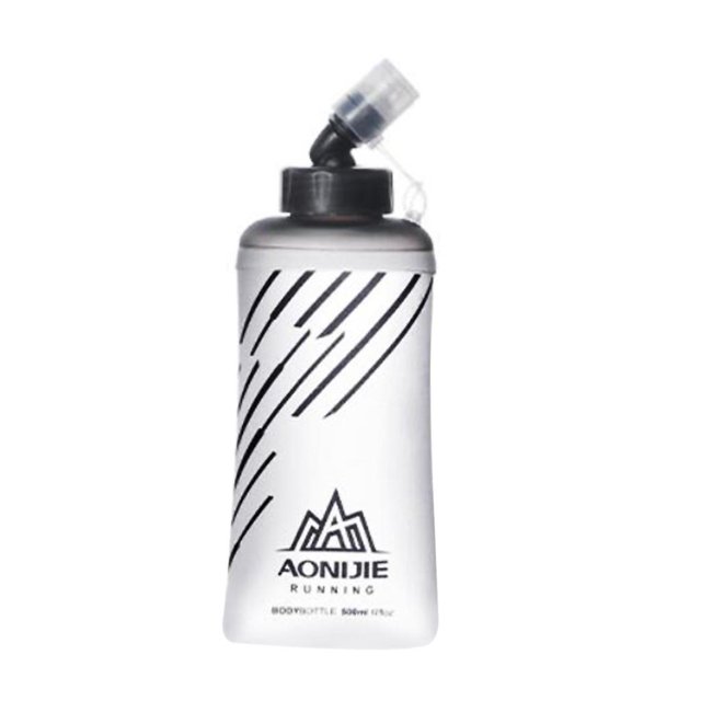Botellas de agua plegables suaves de 250ml-500ml TPU plegable de seguridad para paquete de hidratación, para correr, senderismo, ciclismo - 500ML gris Sunnimix Botella para beber Soft Matraz