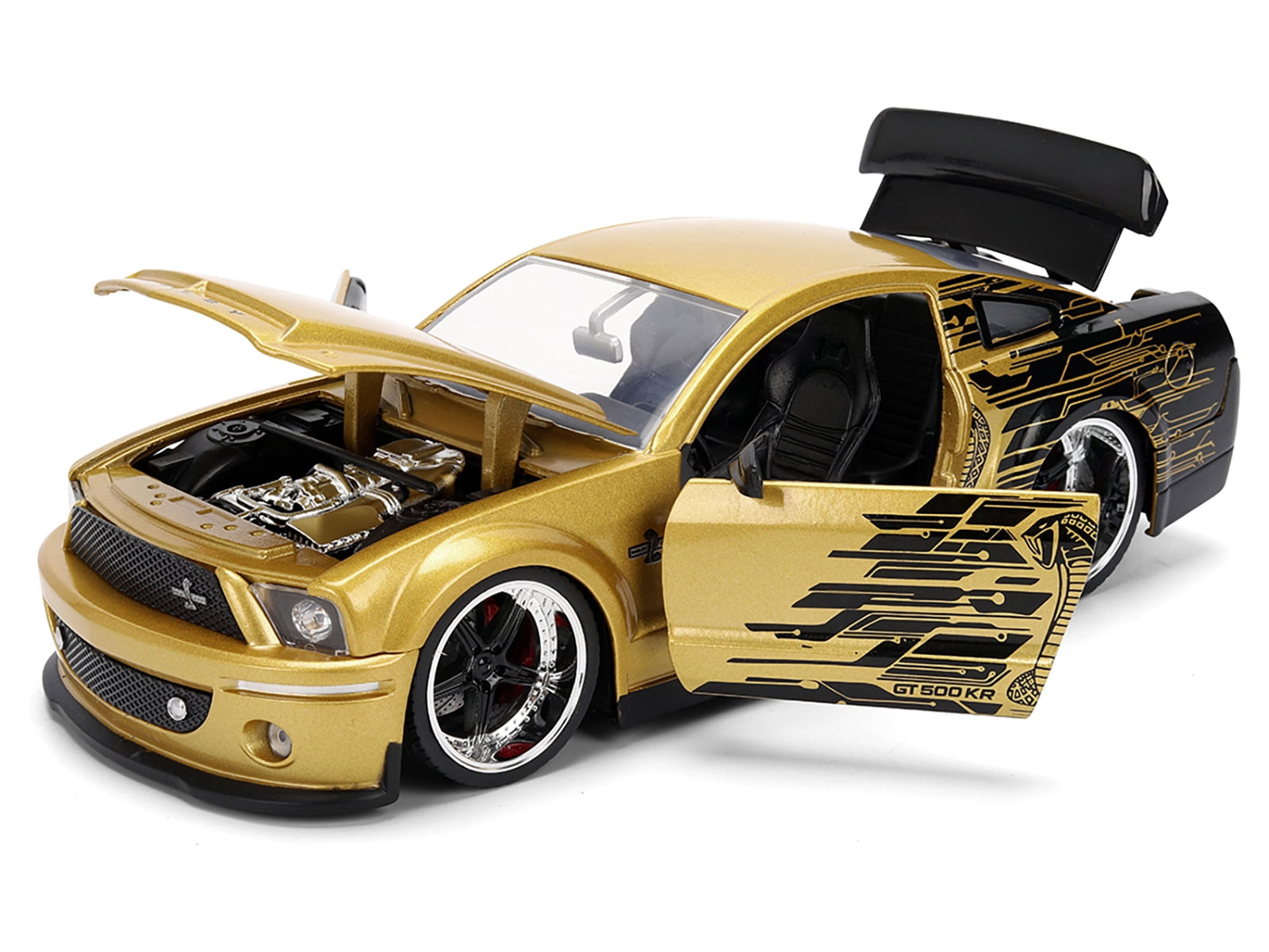 2008 Ford Shelby Mustang GT-500KR Gold Metallic and Black with Graphics "Bigtime Muscle" Series 1/24 Die Cast Model Car by Jada