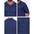 thumbnail image 7 of DARING DIVA Men's Striped Summer Short Sleeve Knitted See Through Shirts 2XL Dark Blue, 7 of 7