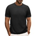 thumbnail image 2 of Men’s Short Sleeve Round Neck Solid Color Knitted Pullover T-Shirt Spring Summer Top, 2 of 8