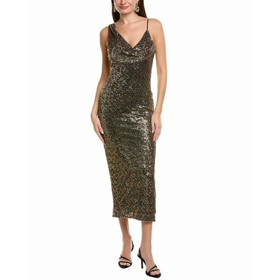 Taylor womens  Sequin Maxi Dress, 6, Metallic