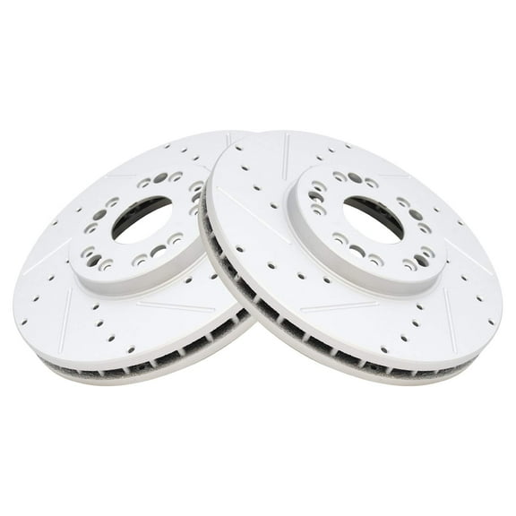 TRQ Front Performance Brake Rotor Drilled Slotted Pair Set for Lexus GS300 / GS400 / GS430 / IS300 / LS400 / SC300 / SC400 / SC430