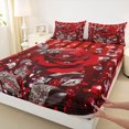 thumbnail image 3 of Feelyou Dreamy Butterfly Rose Full Size Sheets, Glitter Diamond Bed Sheets, Chic Red Stripes Sheet Sets, Super Cozy Room Decor, 4 Pieces, 3 of 7