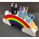 thumbnail image 1 of Wooden Pen and Pencil Holder - Rainbow Wooden Pen Holder Phone Holder Desk Organizer for Office Supplies Makeup Brush Classroom Organization for Women, 1 of 5