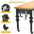 thumbnail image 4 of Uforic Work Bench 60" L X 24" W Adjustable Workbench for Garage W/Pegboard & Power Outlets Hardwood Top Heavy-Duty Workstation, 1600 LBS Load Capacity with Wheels for Workshop, Office, Home Outdoor, 4 of 6