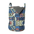 thumbnail image 1 of Ethnic Laundry Bag, Print with Folk Traditional Motifs Hand Drawn Style Indigenous Art Elements, Hamper Basket with Handles Drawstring Closure for Laundromats, 13" x 19", Multicolor, by Ambesonne, 1 of 4